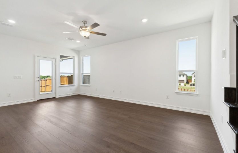 Spacious gathering room with large windows