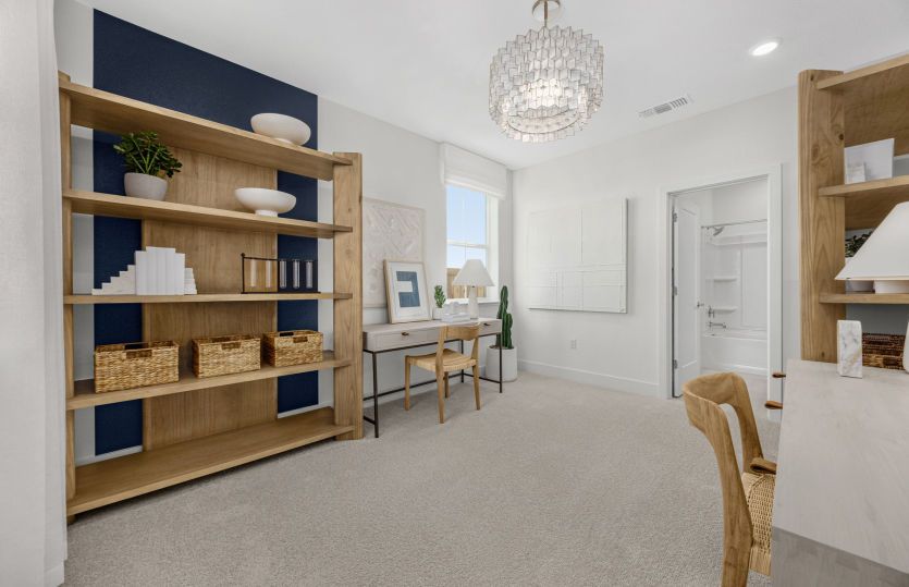 Bedroom with attached bath - can be used as an office or homework space