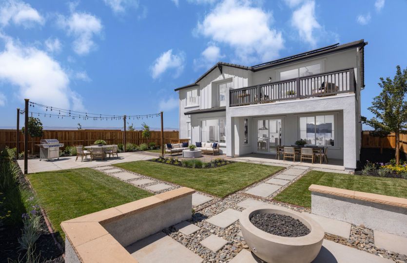 Spacious backyard with lake views