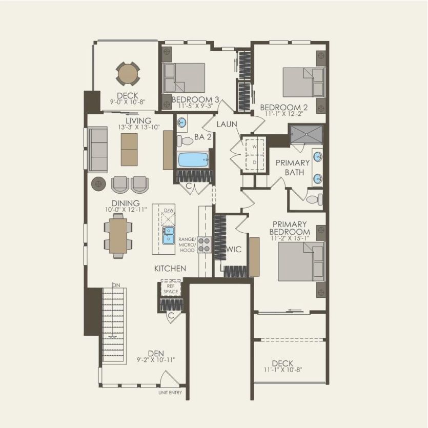 Second Floor 3 br / 2 ba