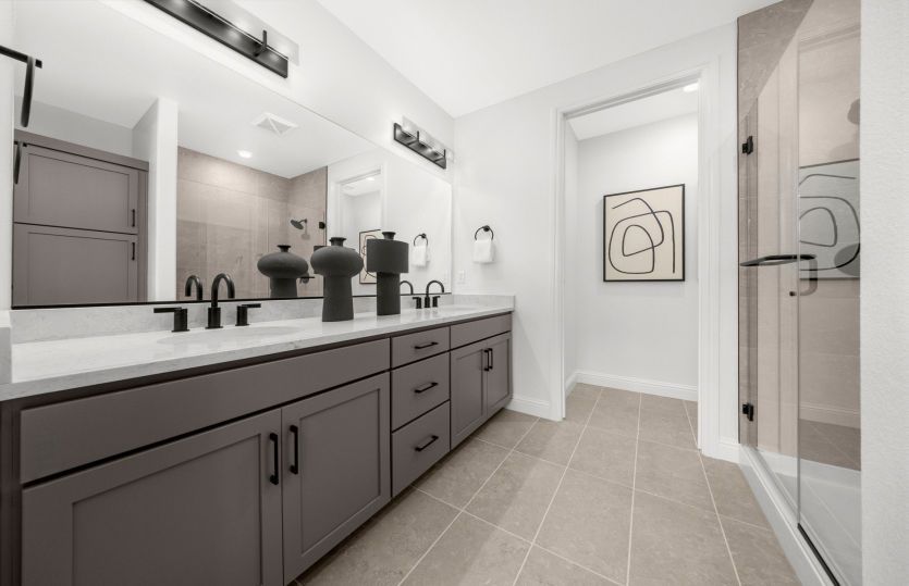 Luxurious owner's bathroom with walk in shower