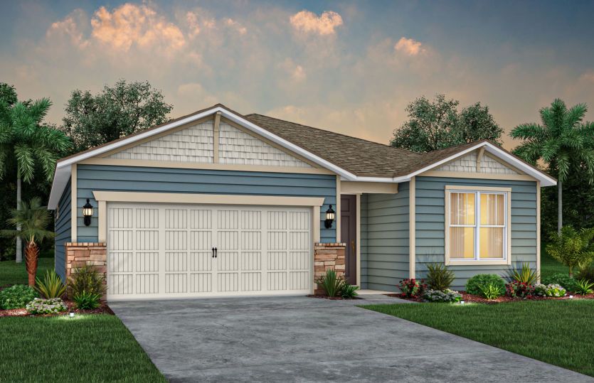 Craftsman with Stone Elevation | C1 with Stone