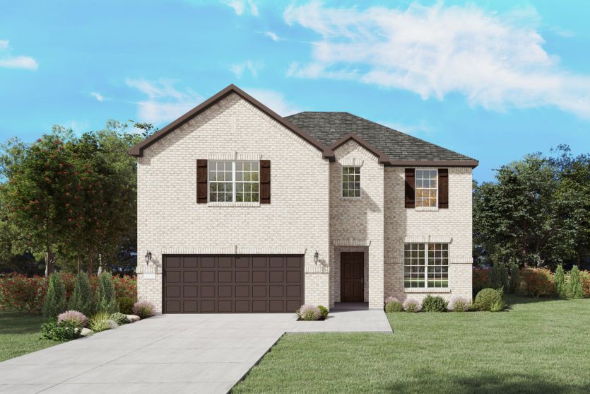 The Amherst, a two-story new home design shown with home exterior A