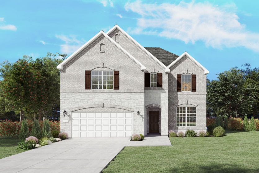 The Amherst, a two-story new home design shown with home exterior B