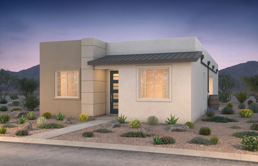 Bosque Elevation C with metal roof accents