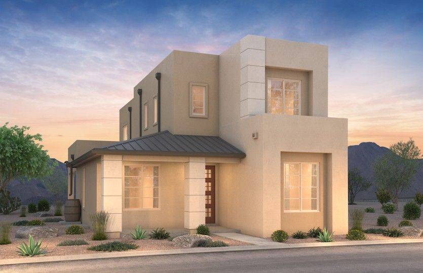 Salinas Elevation C with metal roof accents