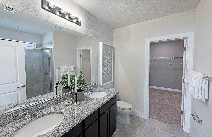 Owner's bathroom with dual sink vanity