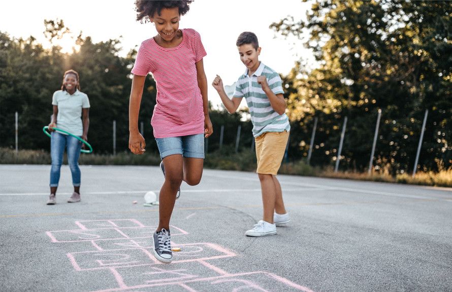 Playing on the sport court