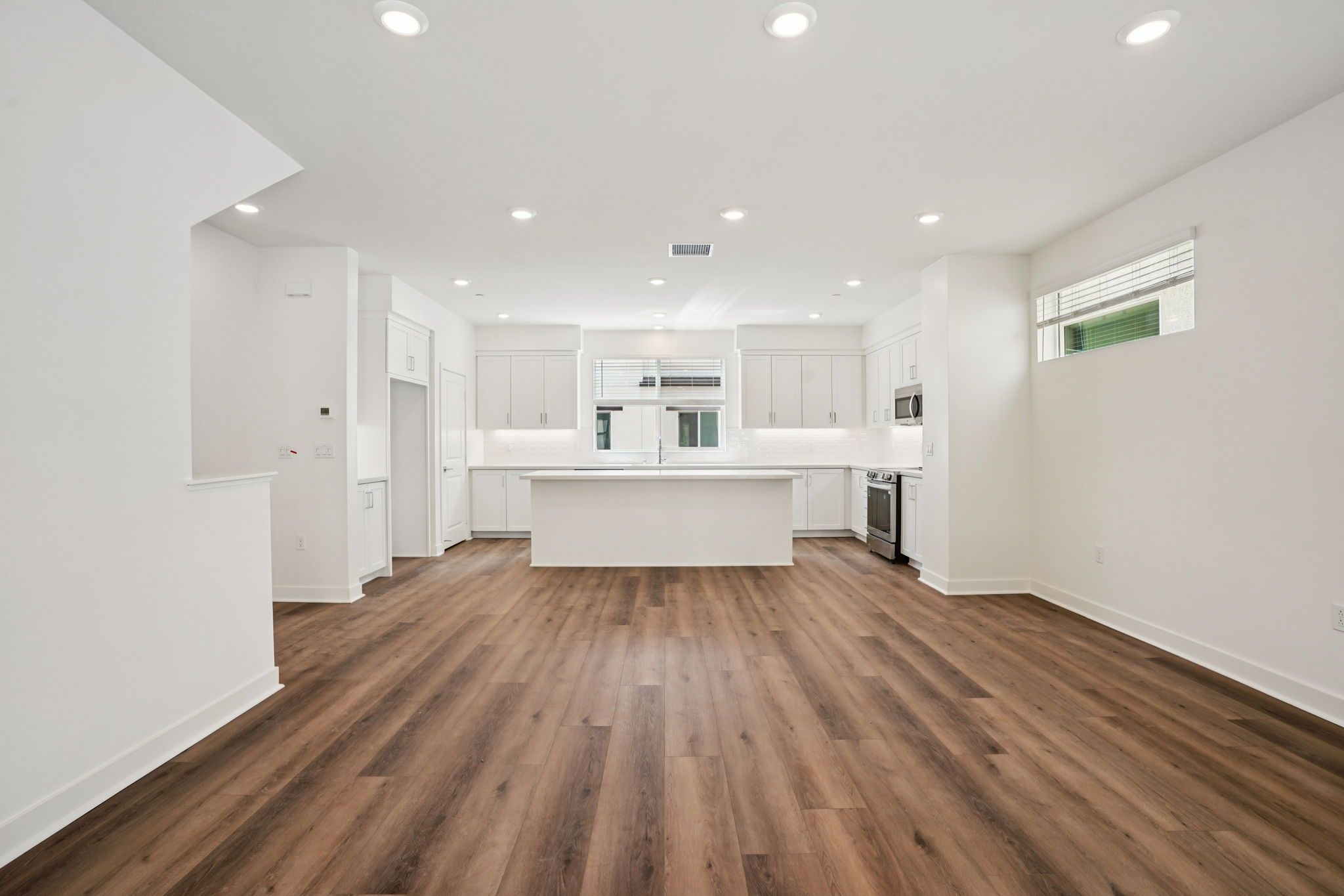 Open and connected dining and kitchen area