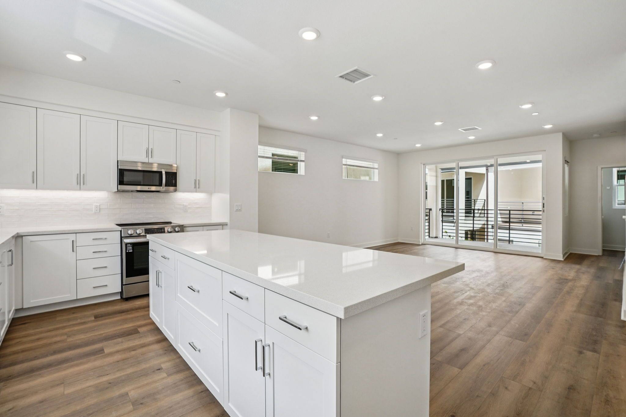 Large island with open view of great room