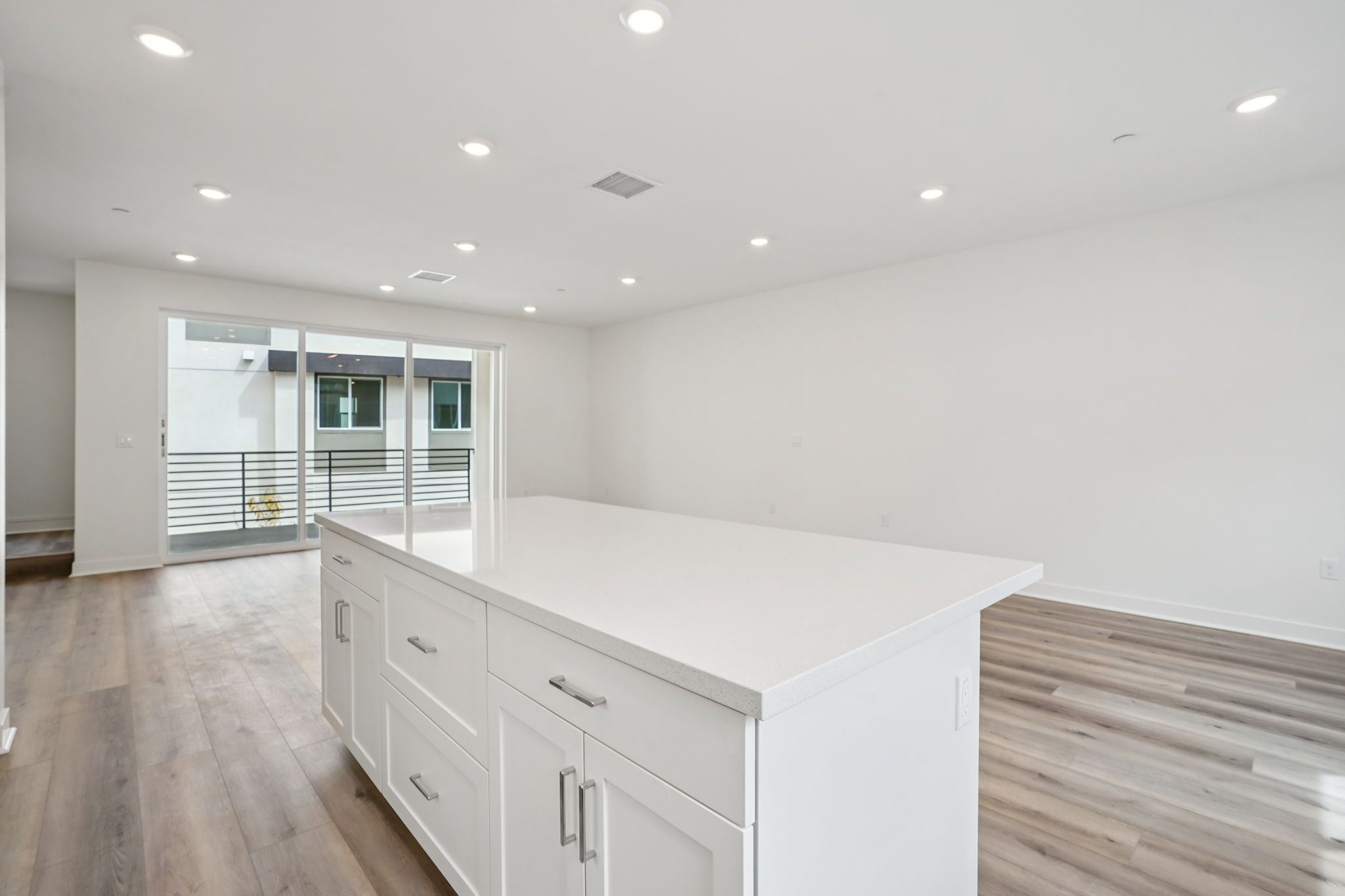 Large island with open view of great room