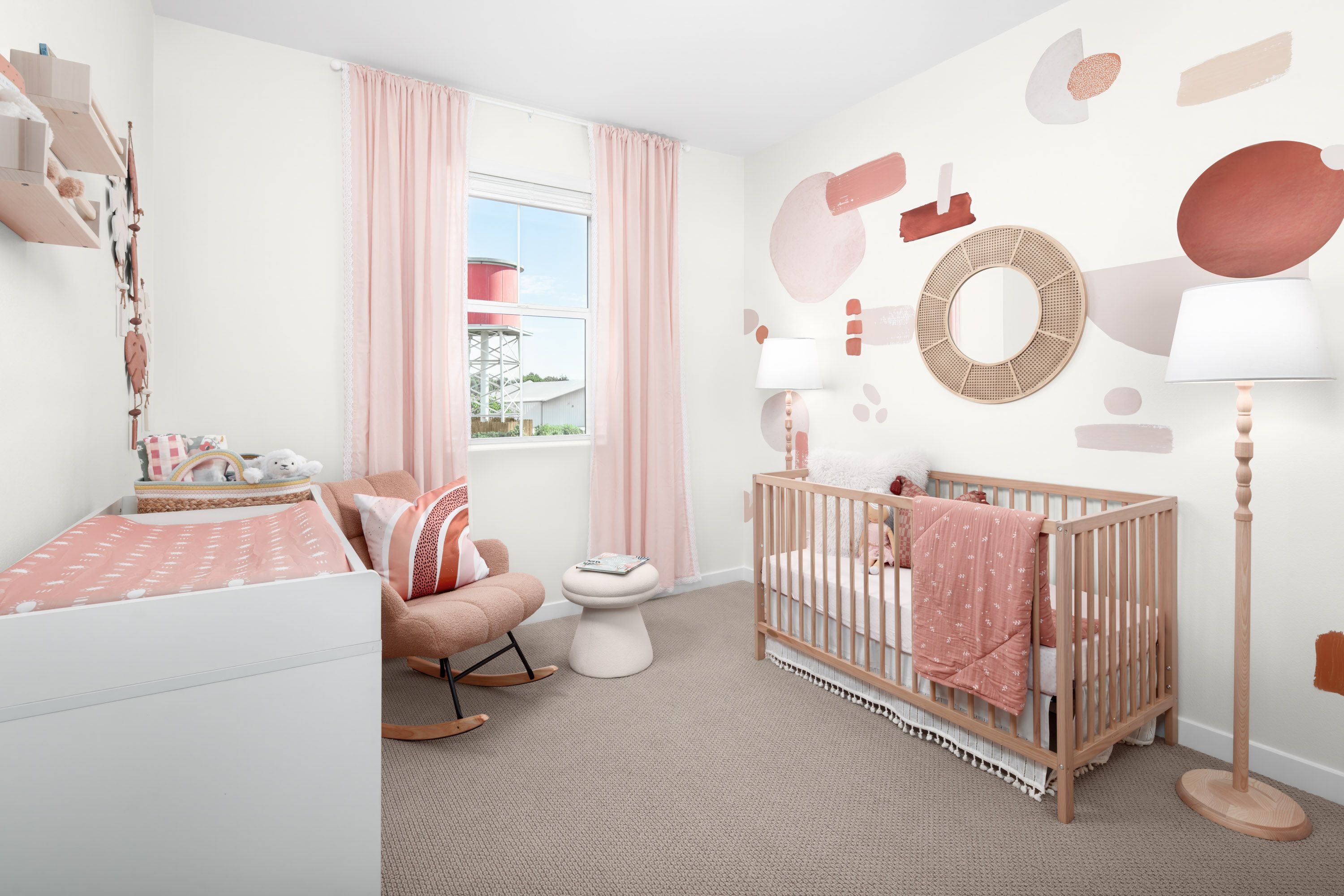 Plan 1 model home secondary bedroom 2 with a window and ample space.