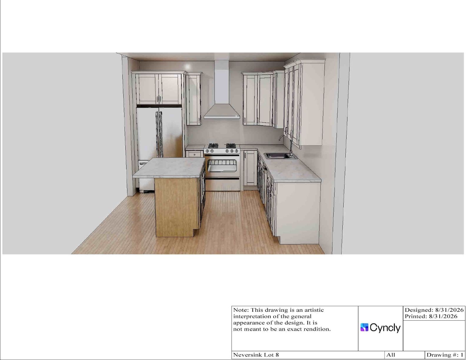 Kitchen Design Rendering - Customizable Options Available