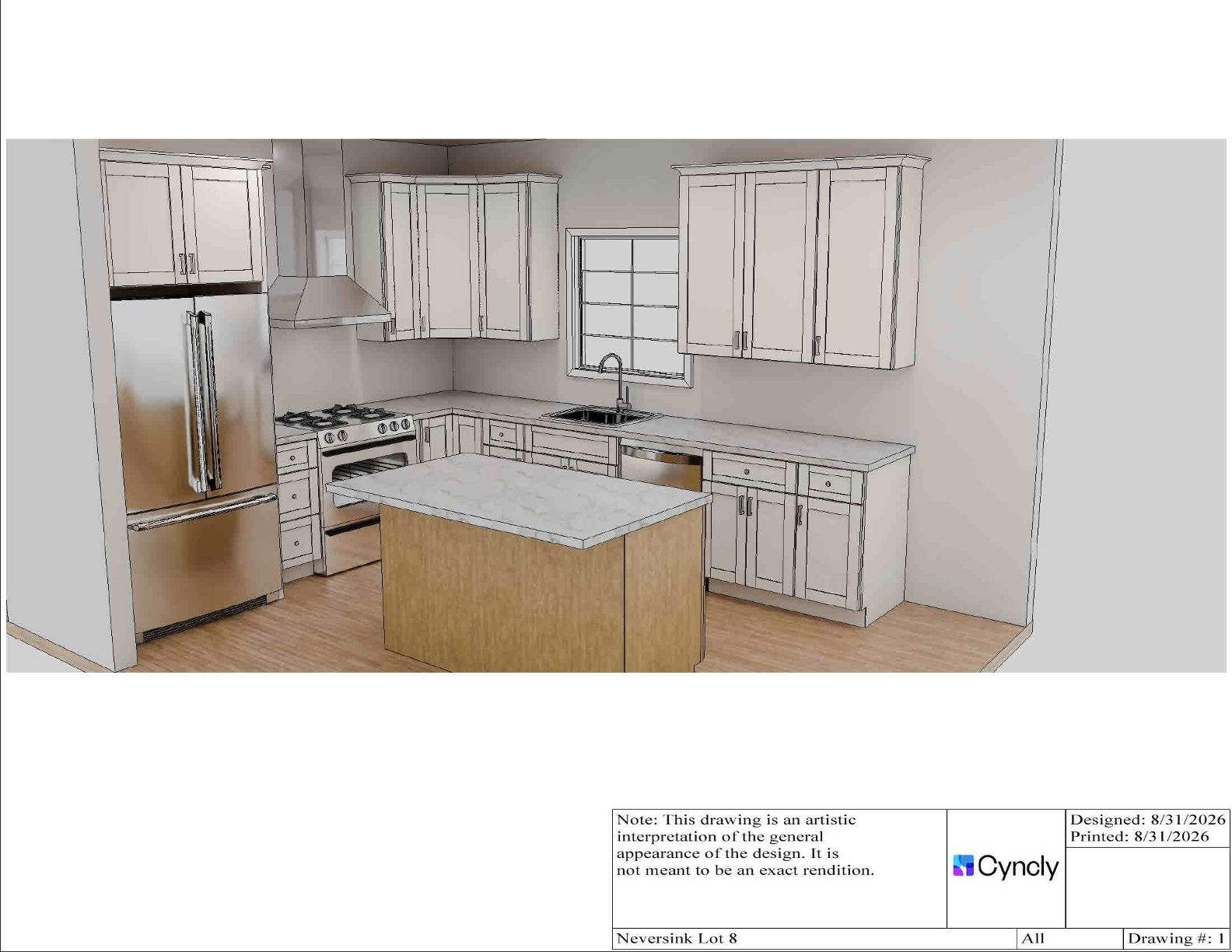 Kitchen Design Rendering - Customizable Options Available