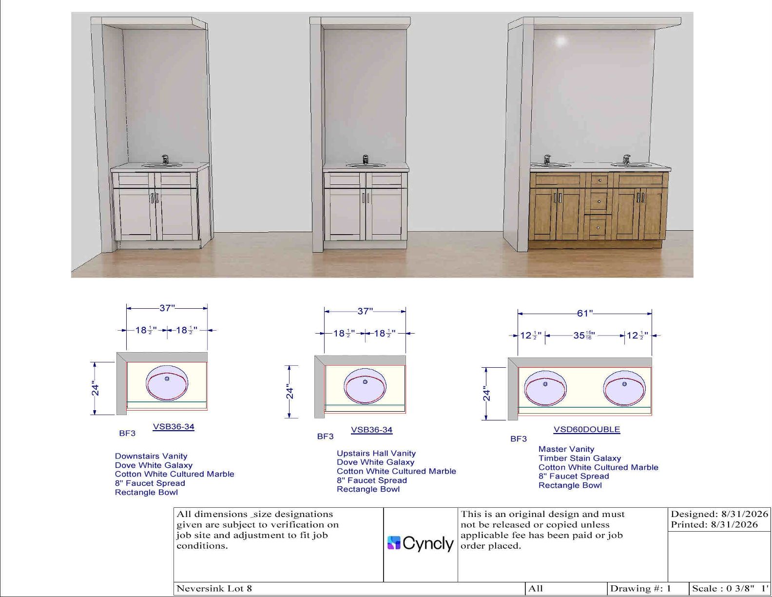 Kitchen Design Rendering - Customizable Options Available
