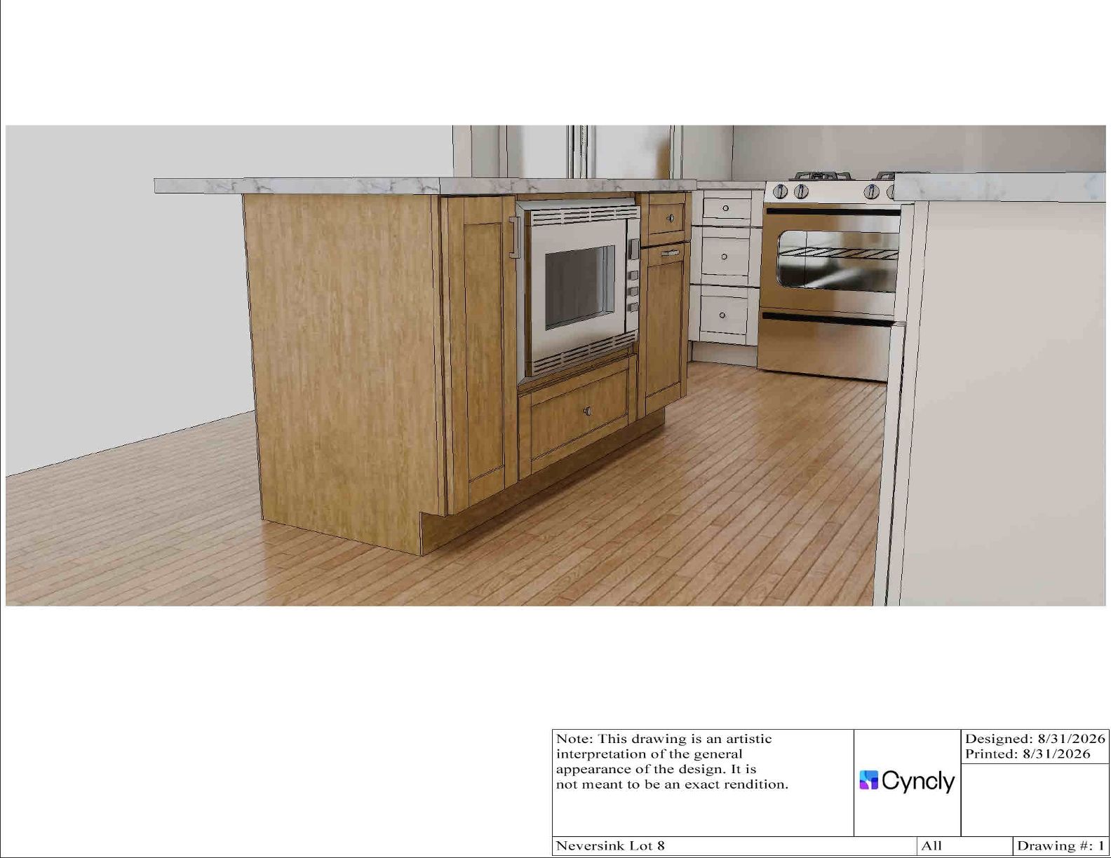 Kitchen Design Rendering - Customizable Options Available