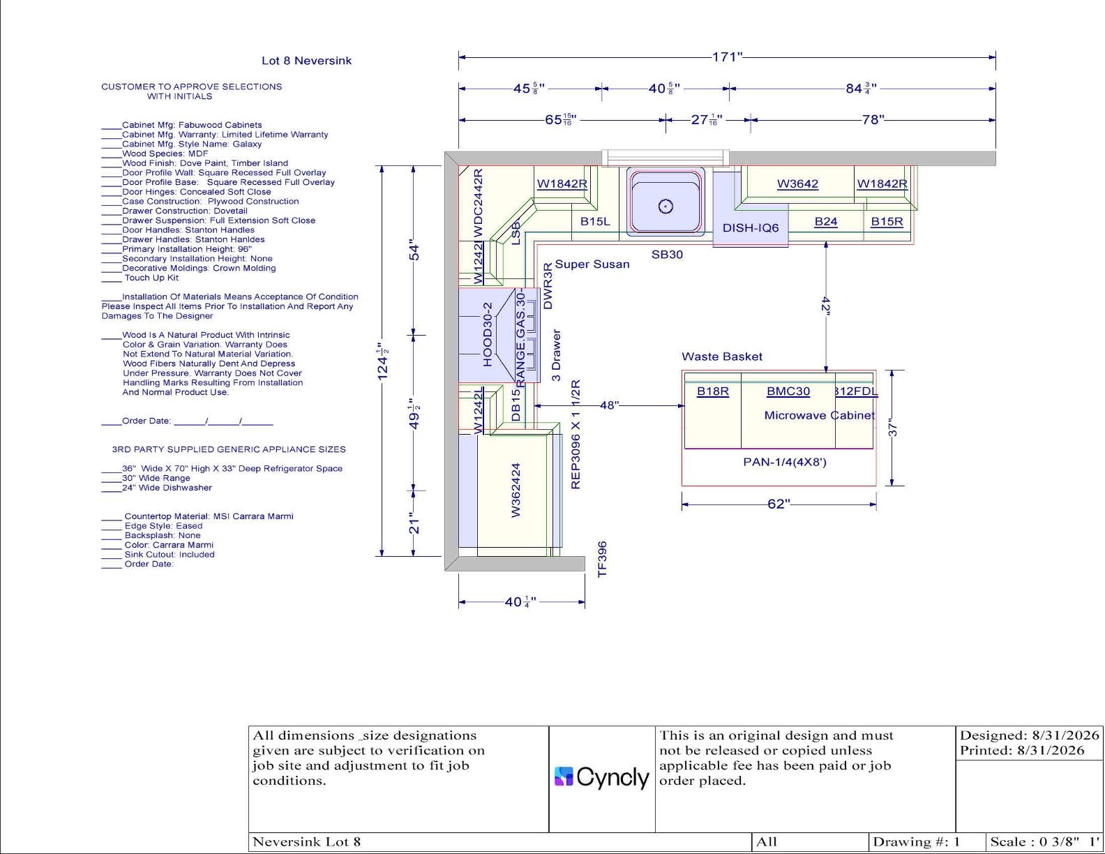 Kitchen Design Rendering - Customizable Options Available
