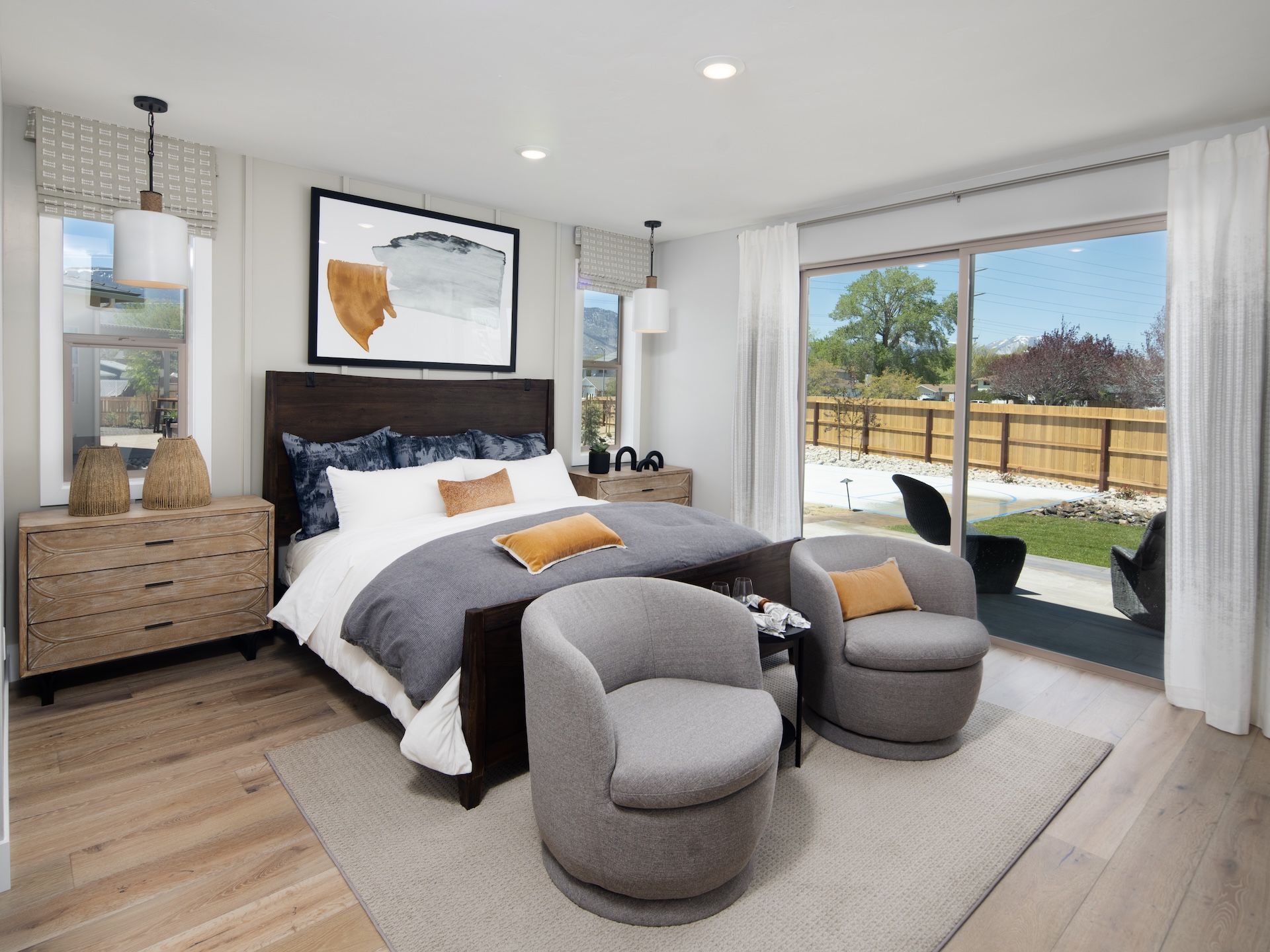 Our Plan 4X Model Features A Sliding Door At The Primary Bedroom