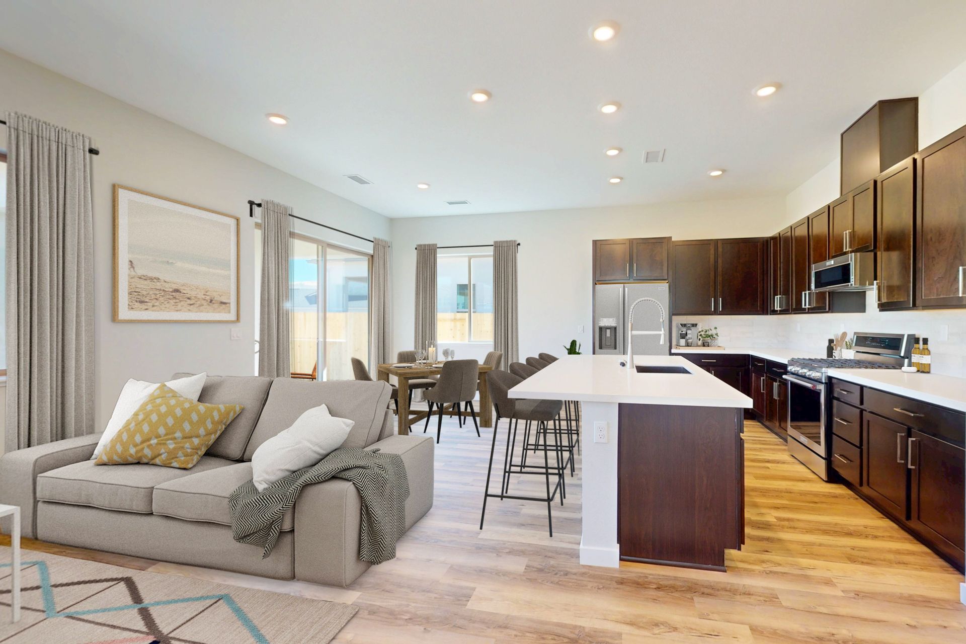 Great Room, Kitchen, and Dining Area