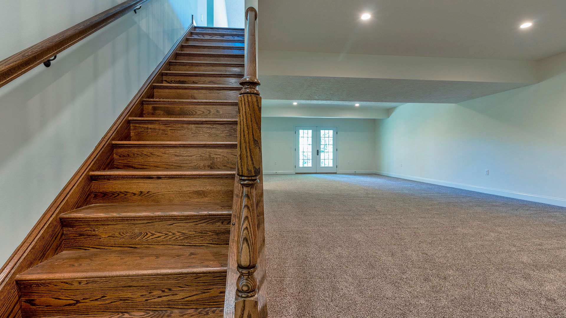 Stairway to finished basement in Aspen floorplan