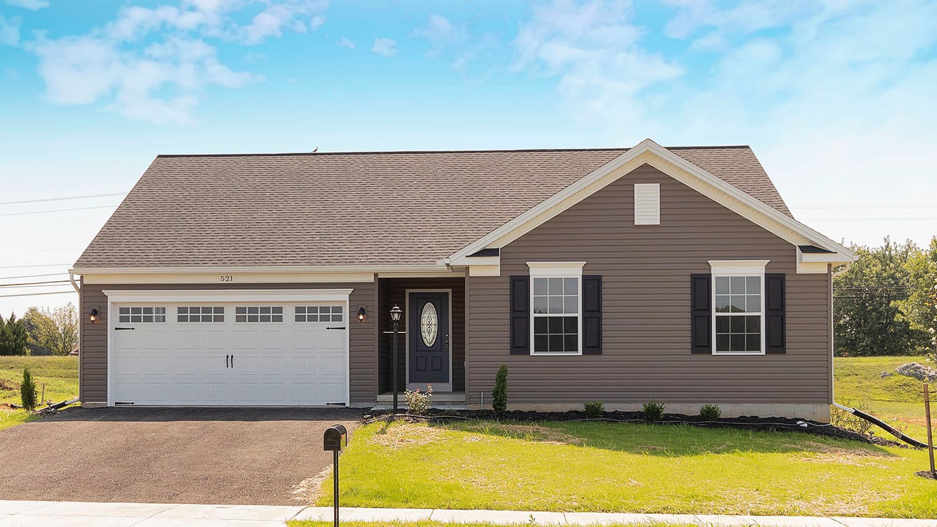 The Hampshire Elevation A by S&A Homes - exterior view - ranch home with 2 car garage and vinyl siding