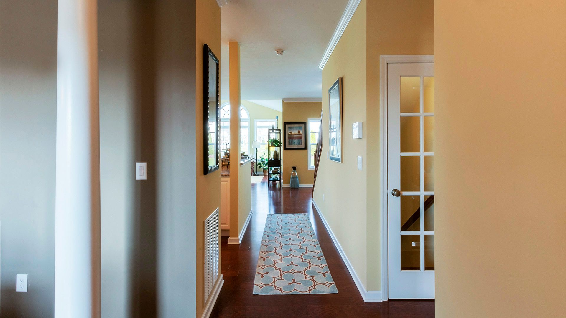 Front foyer entry of Crestmont floorplan, view toward back of home