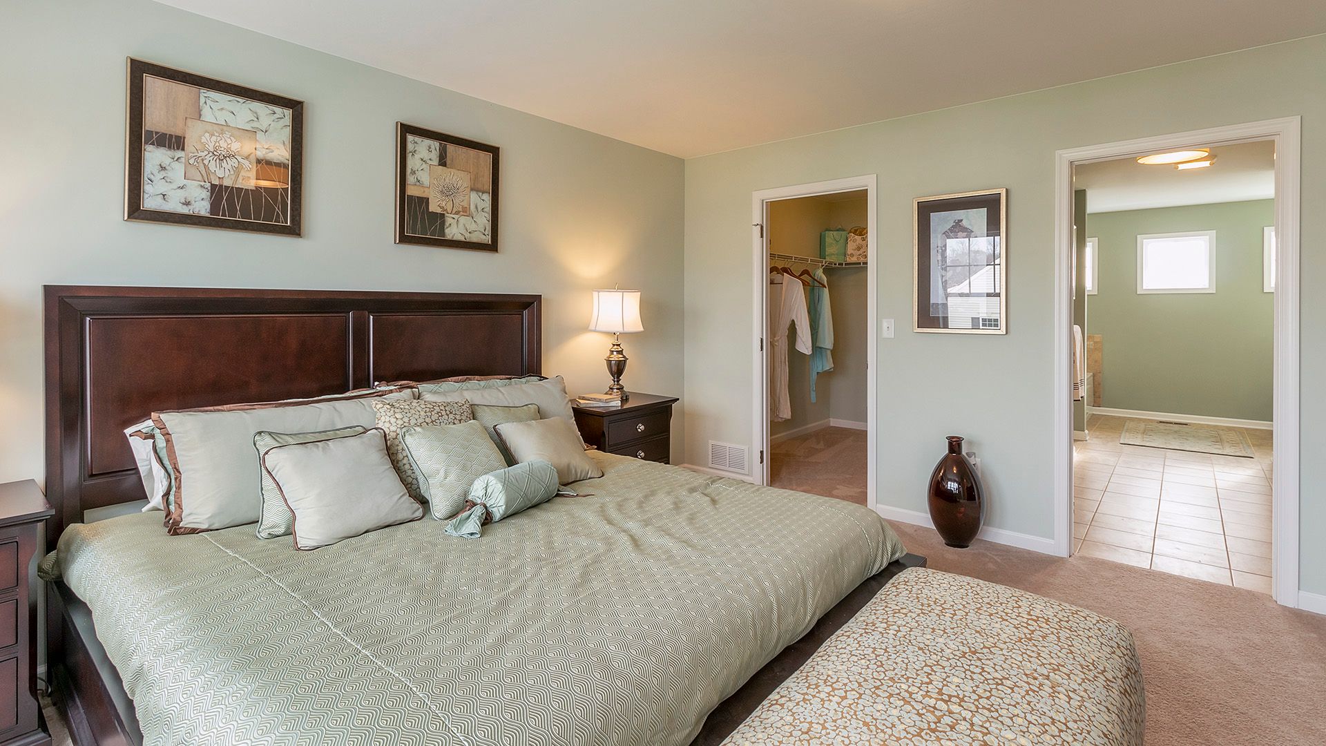 View from owners bedroom into large closet and owners bath, Crestmont floorplan by S&A Homes