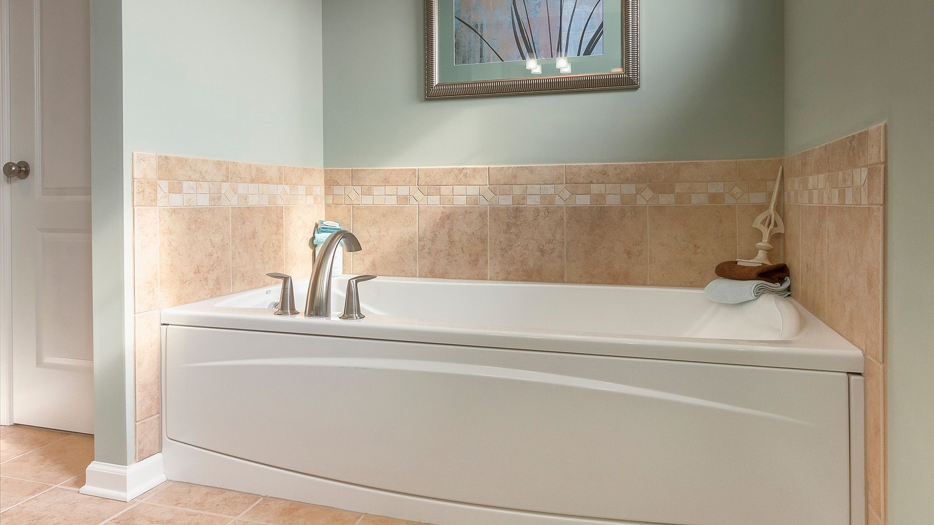 Soaking tub with ceramic tile surround, Crestmont floorplan