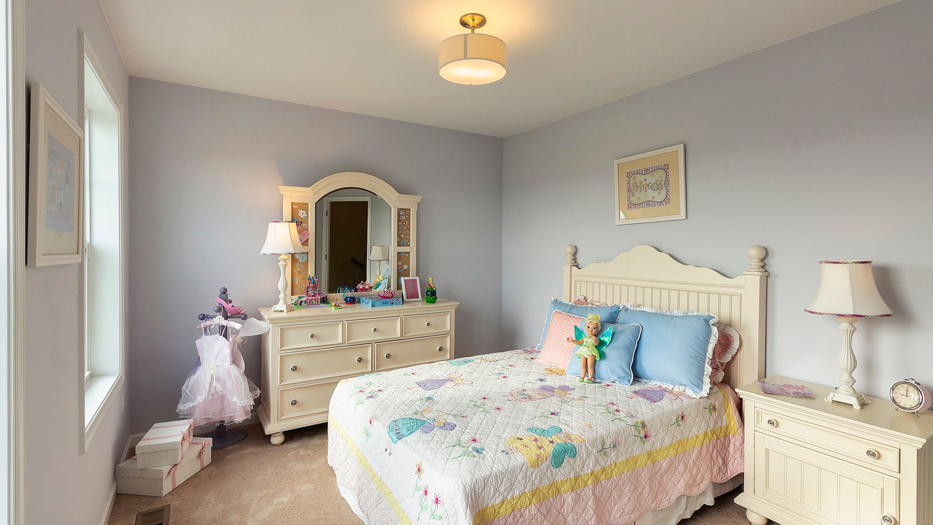 Furnished kids room, bedroom two in Crestmont plan