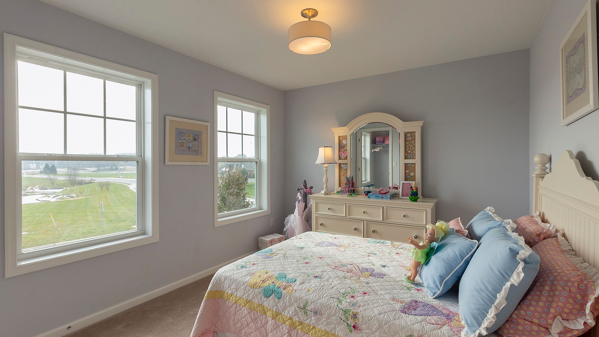 Furnished kids room, bedroom two in Crestmont plan