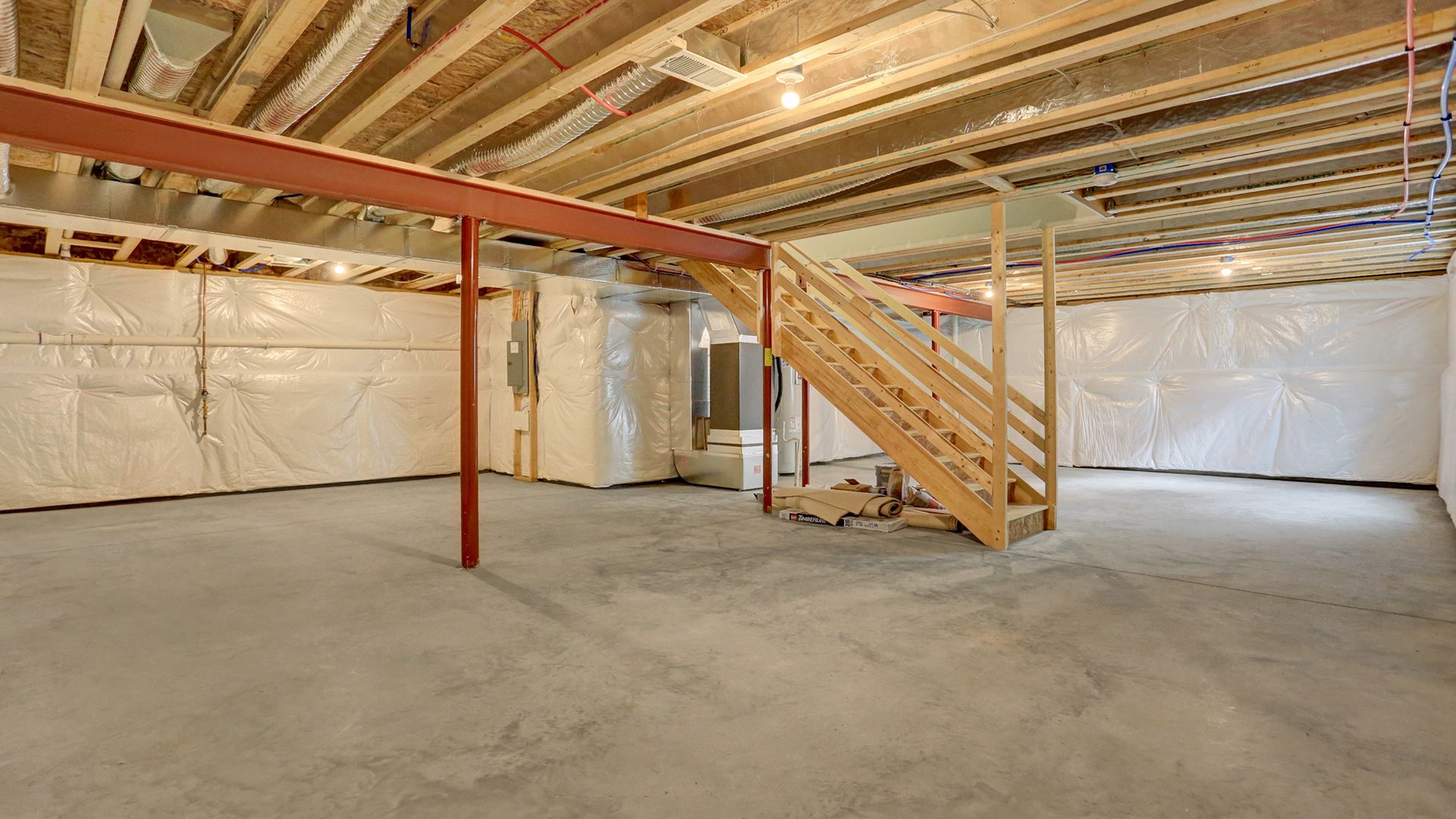 Unfinished basement - stairs leading to main level