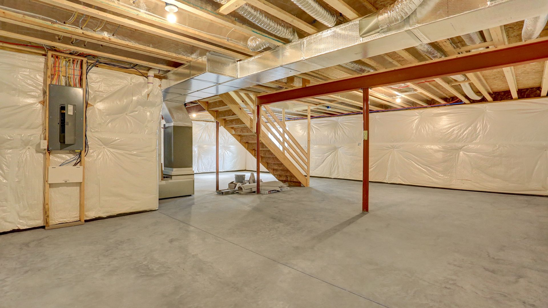 Unfinished basement - stairs leading to main level