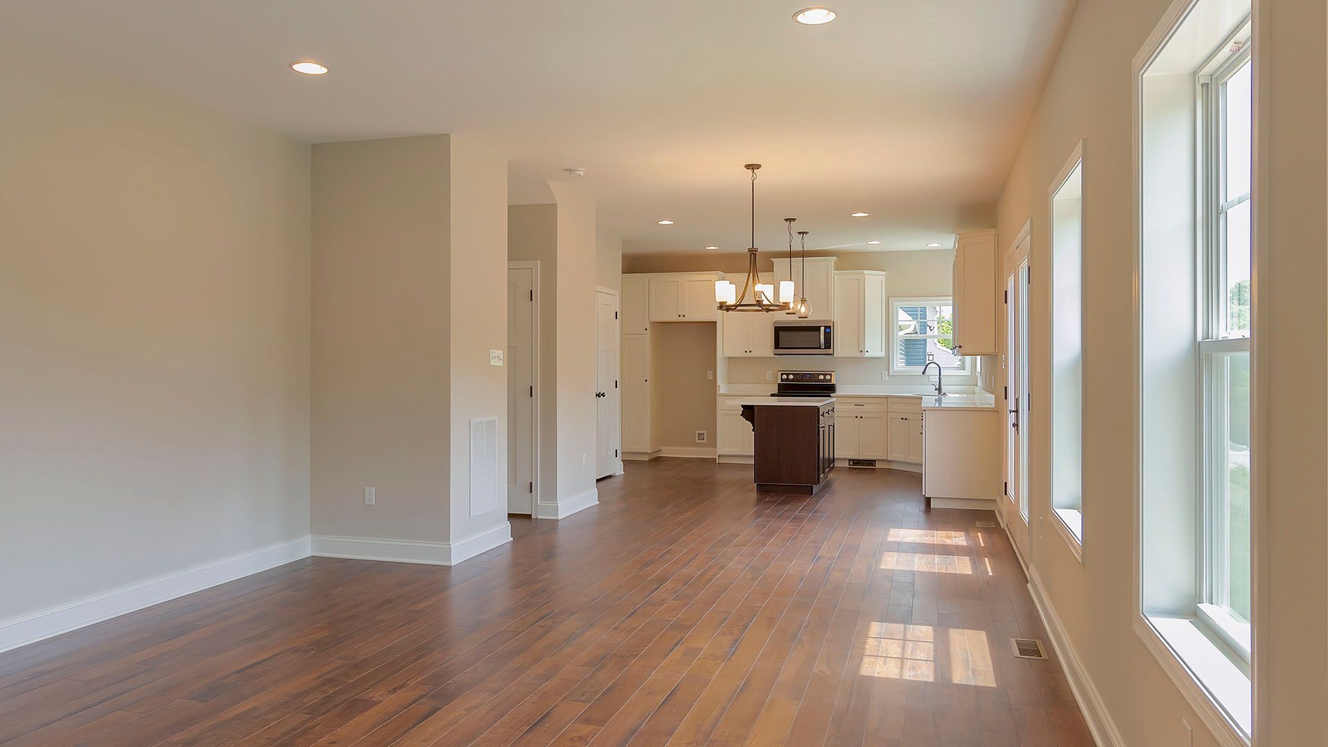 Great room with hardwood