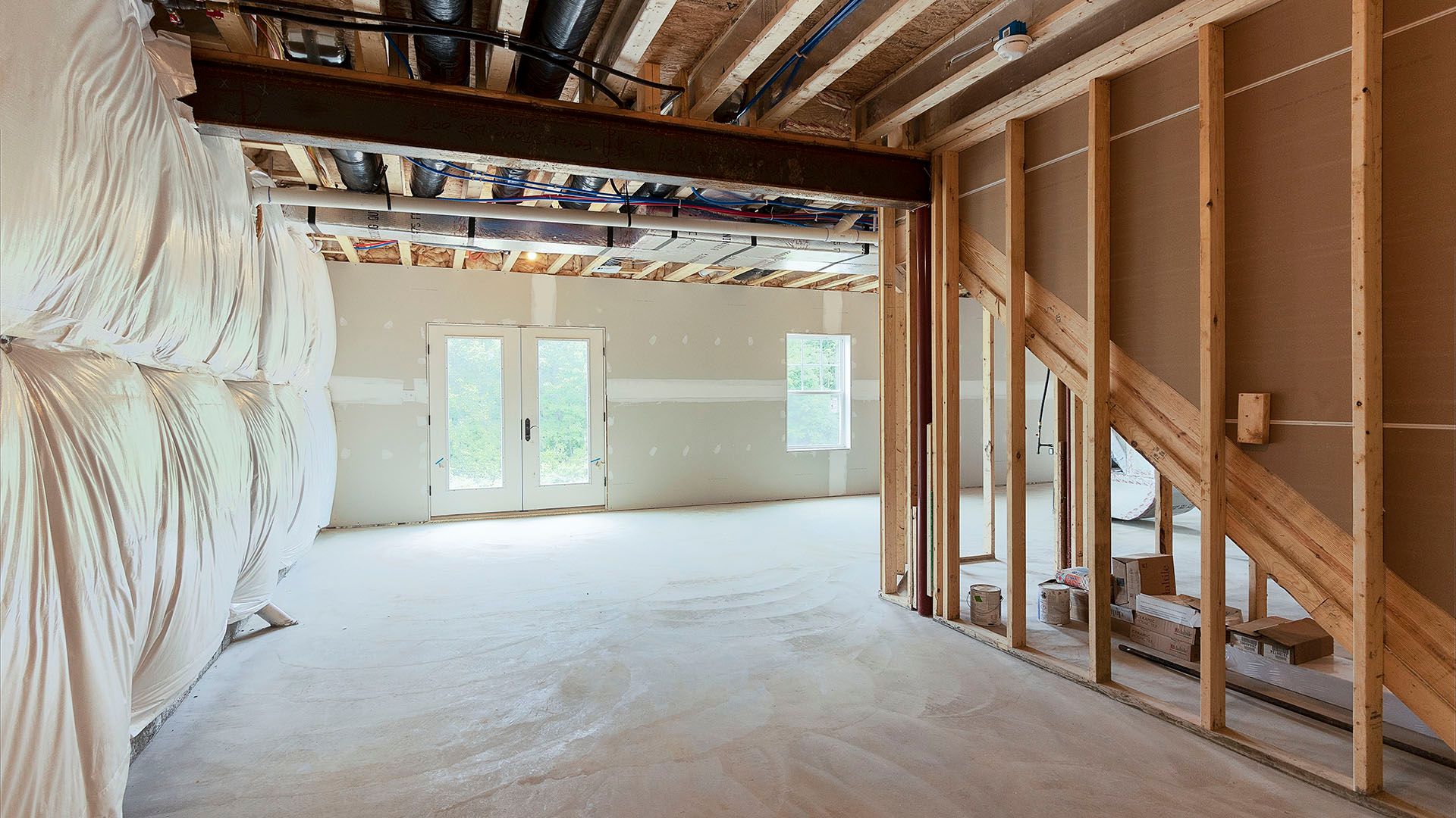 Insulated basement with double door walk out