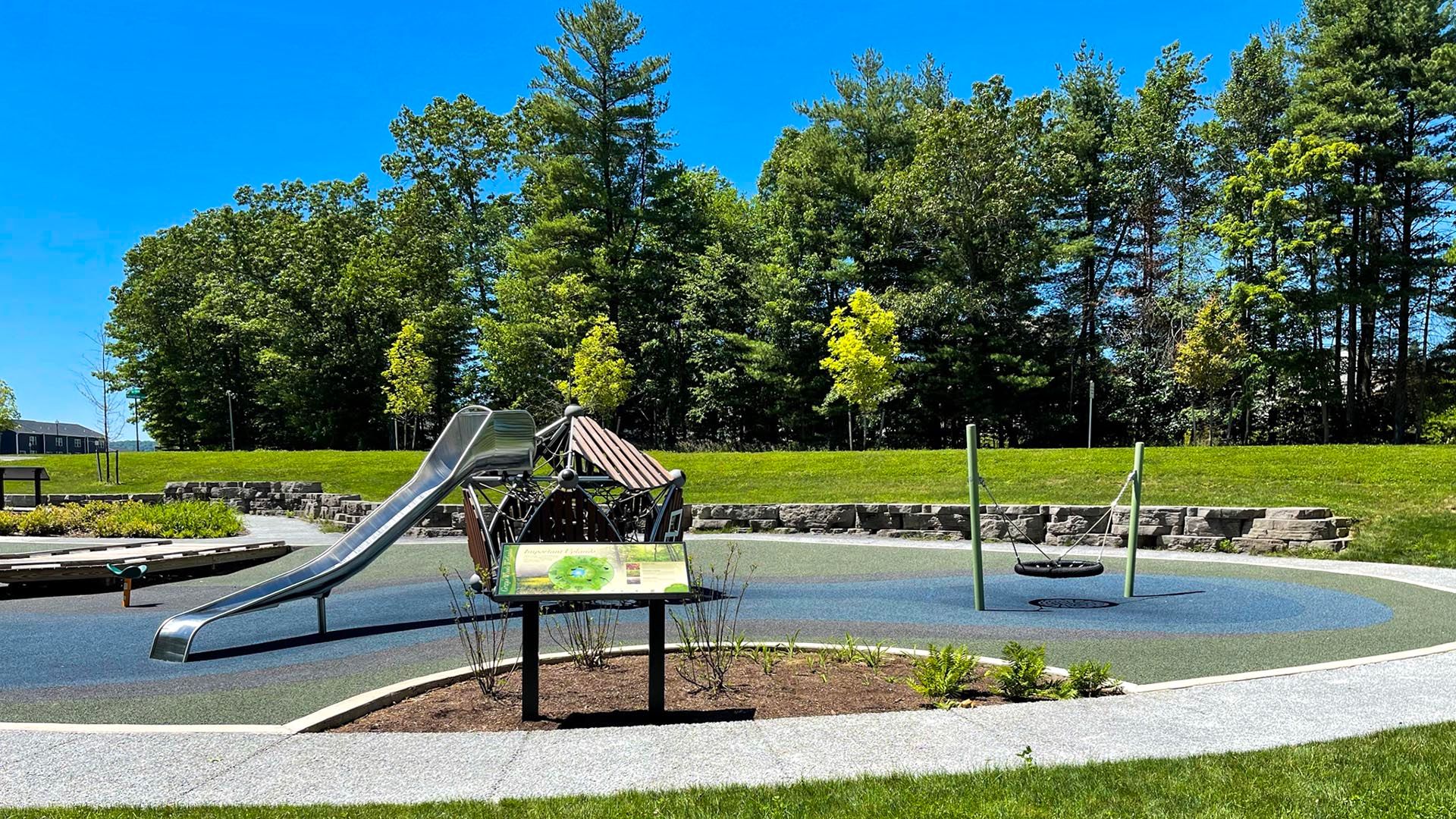 Grays Woods park - sliding board and swing