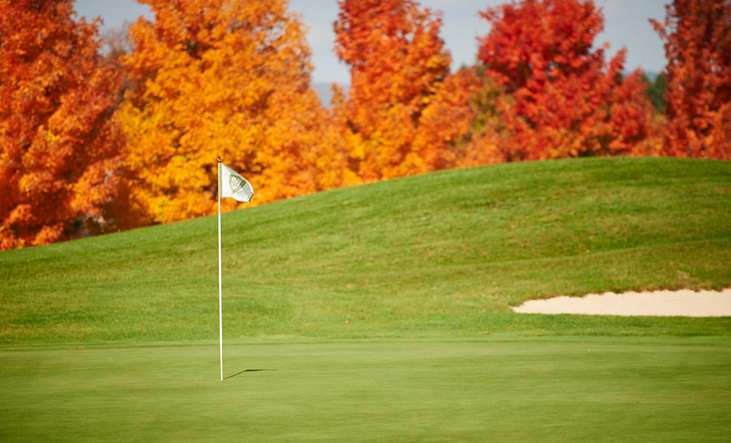 Fall foliage on the Centre Hills Golf course near Village at Canterbury - by S&A Homes in State College