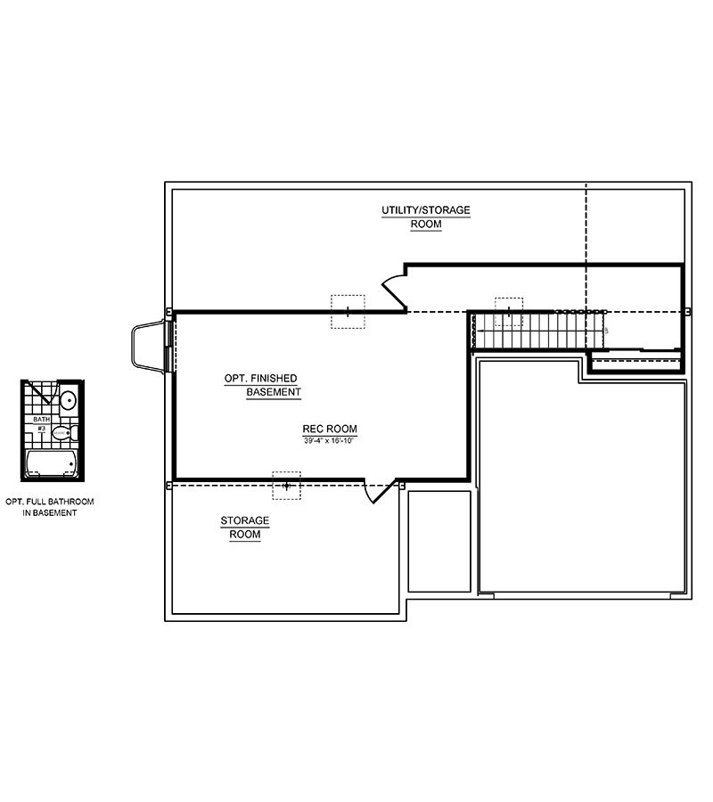 Floorplan drawing - basement with optional rec room