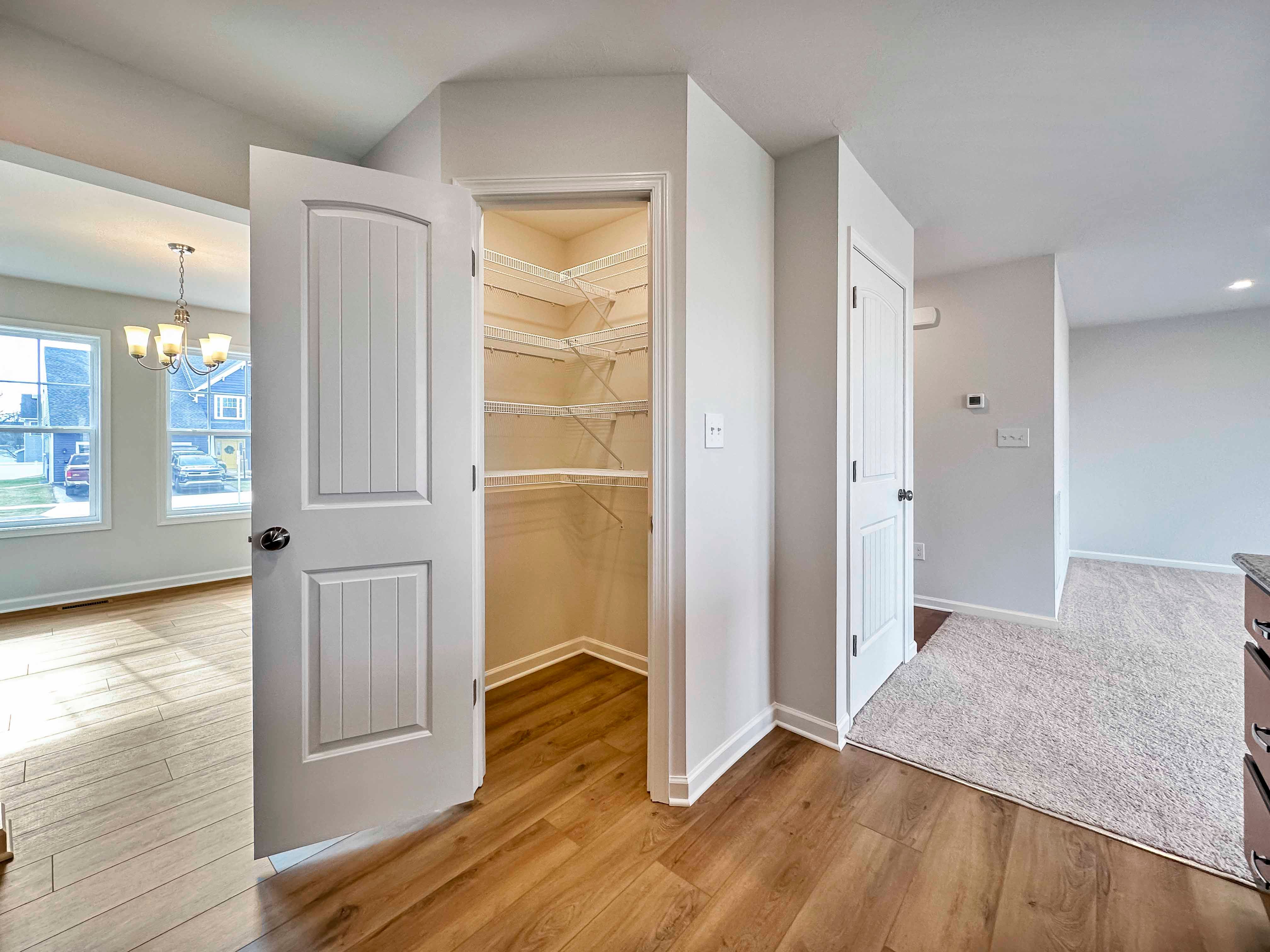 Kitchen pantry - door open - wire shelving