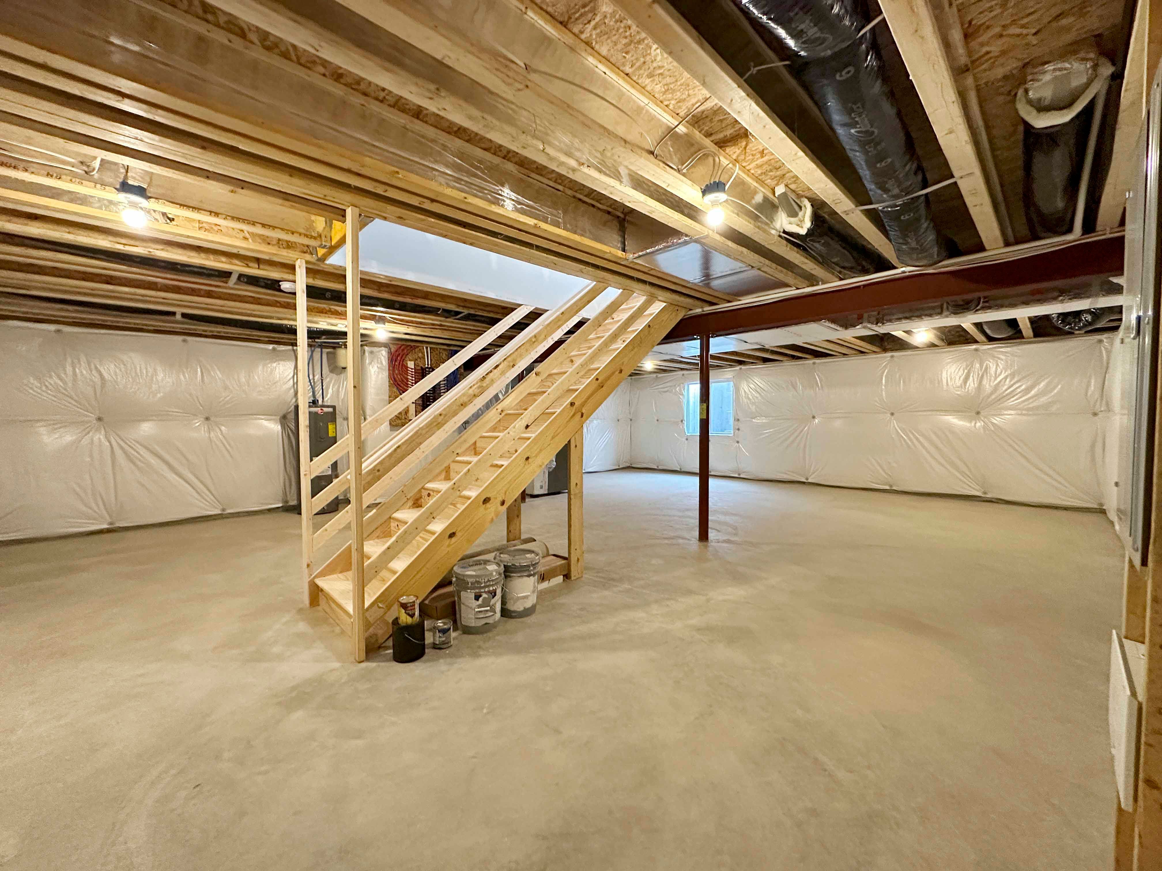 Unfinished basement - stairs leading to main level