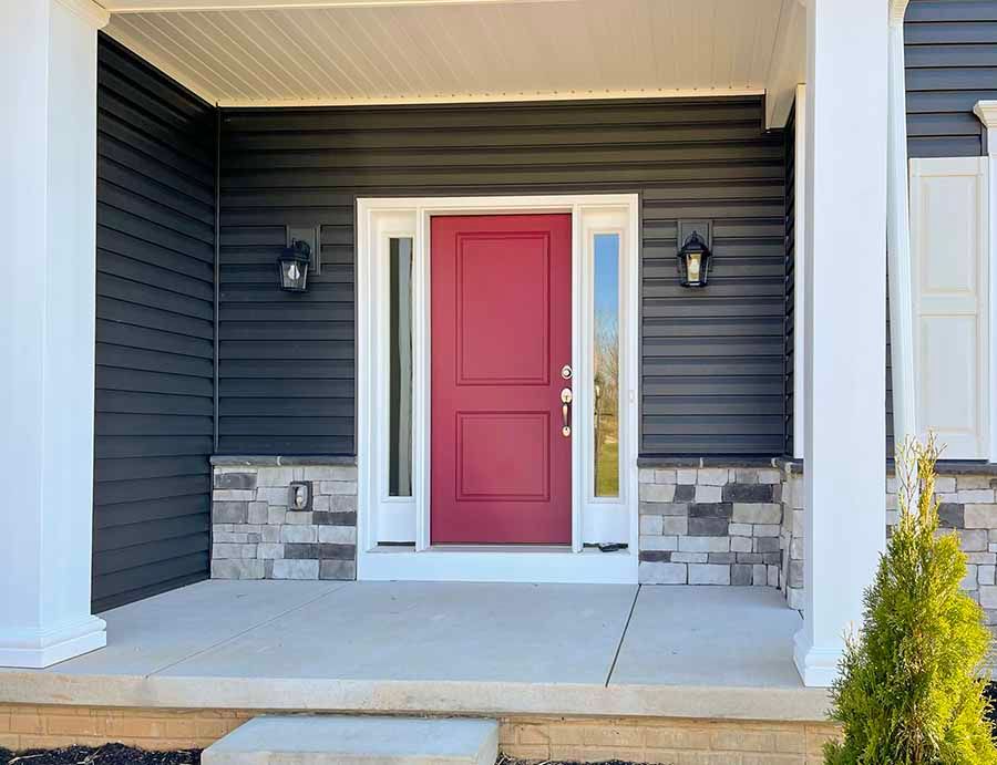 Front door with sidelights on each side