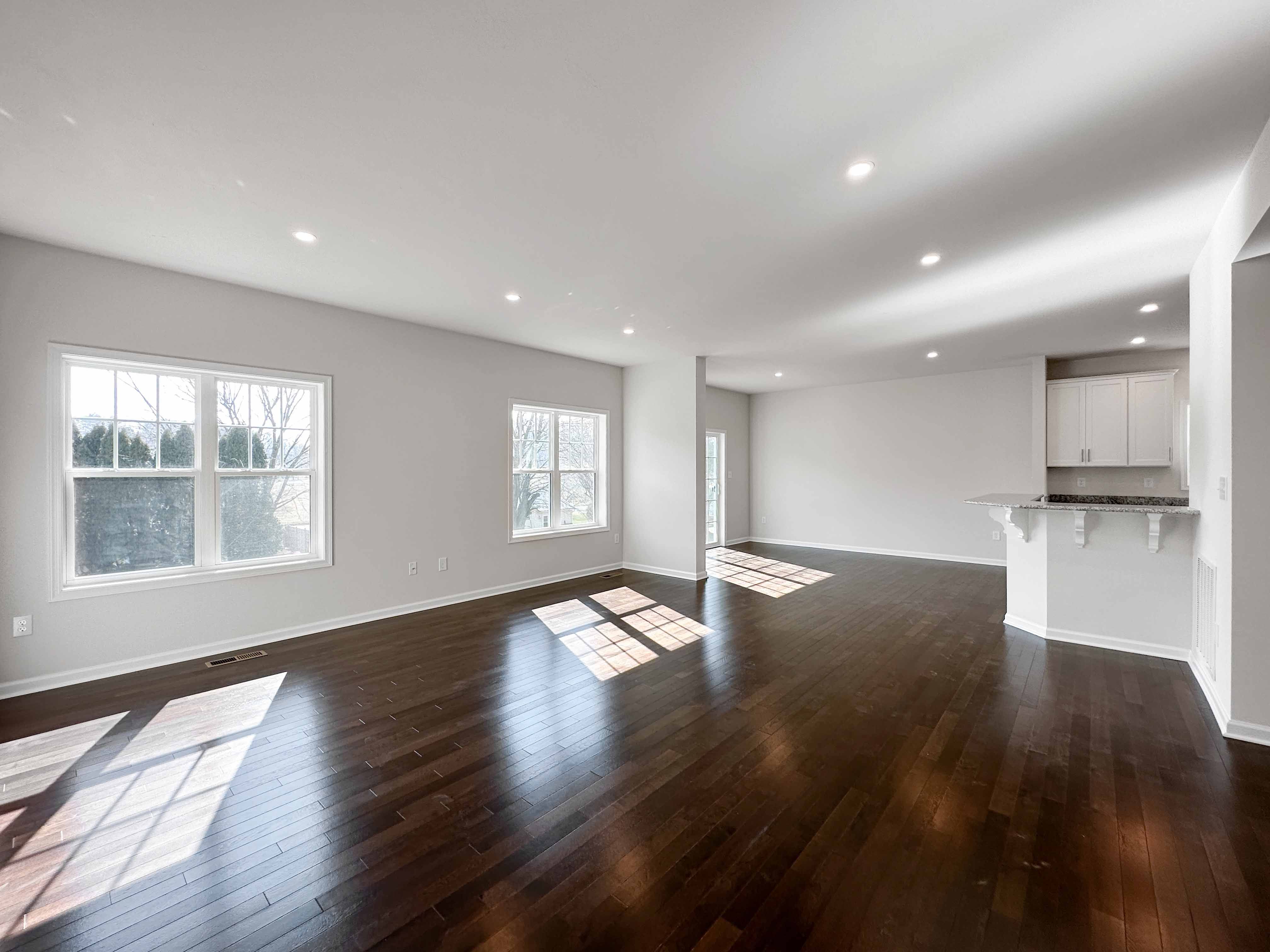 Family room with hardwood flooring