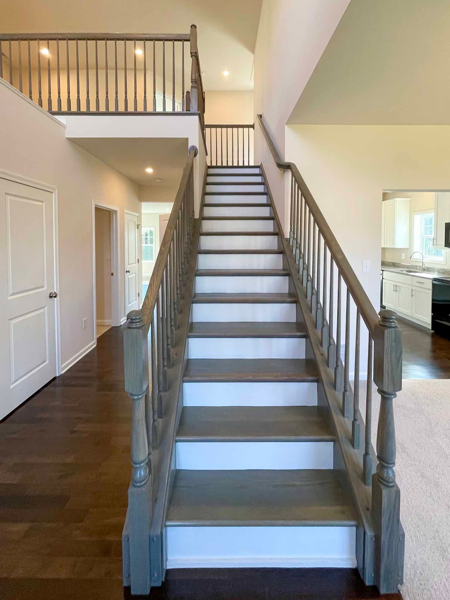 Foyer staircase - oak treads with white risers