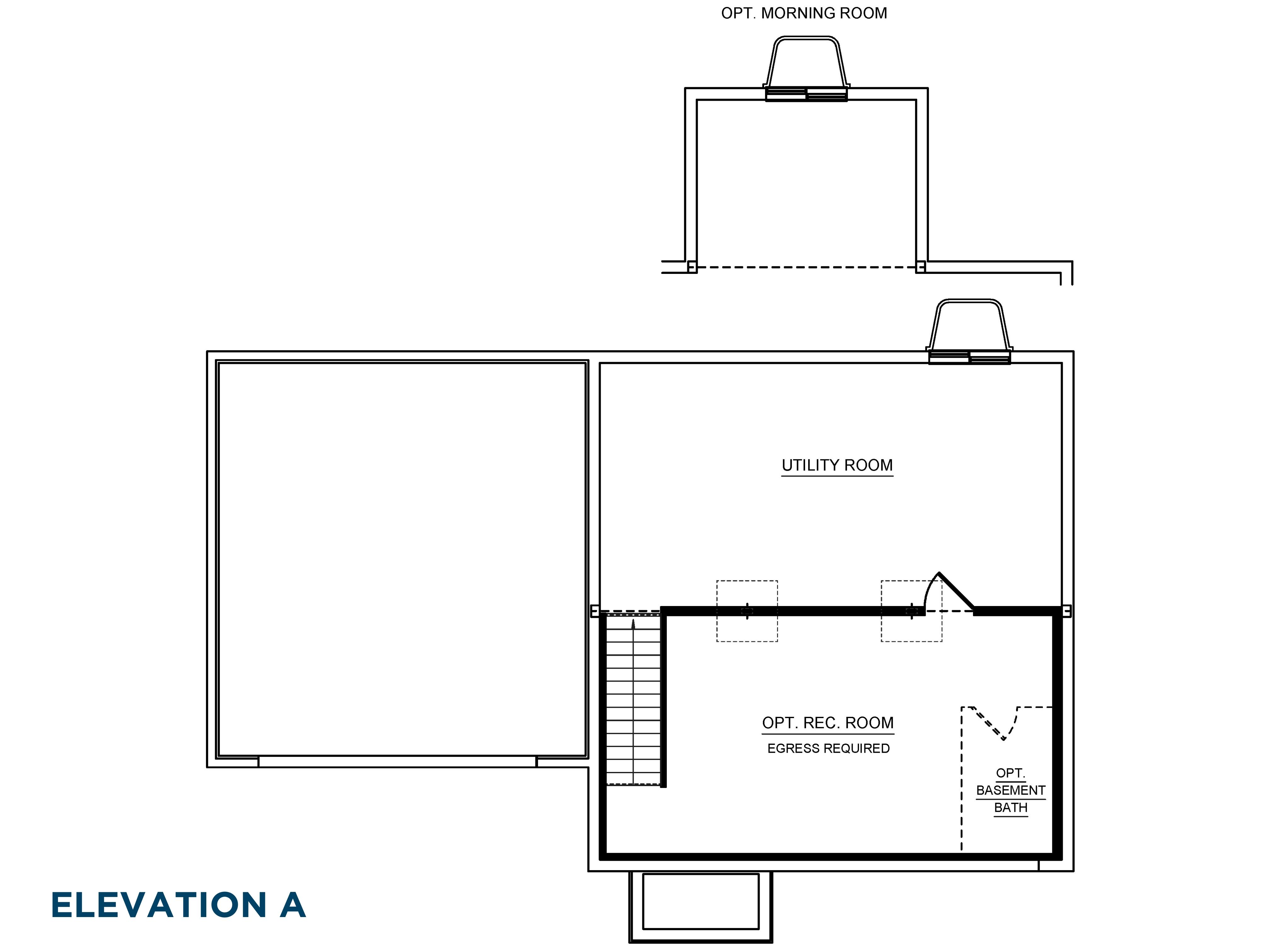 Floorplan drawing - unfinished basement with egress window well