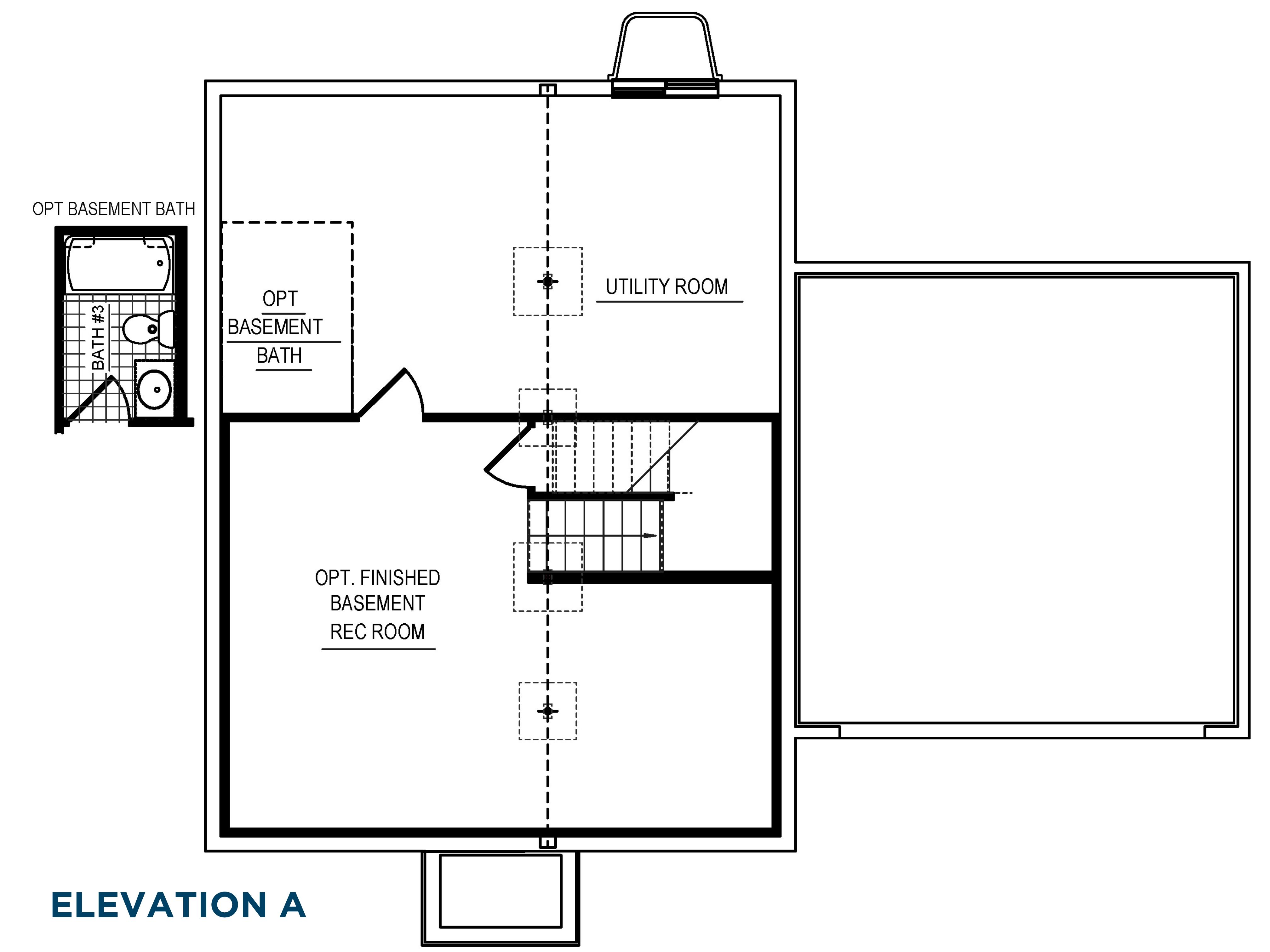 Floorplan drawing - unfinished basement with egress window well