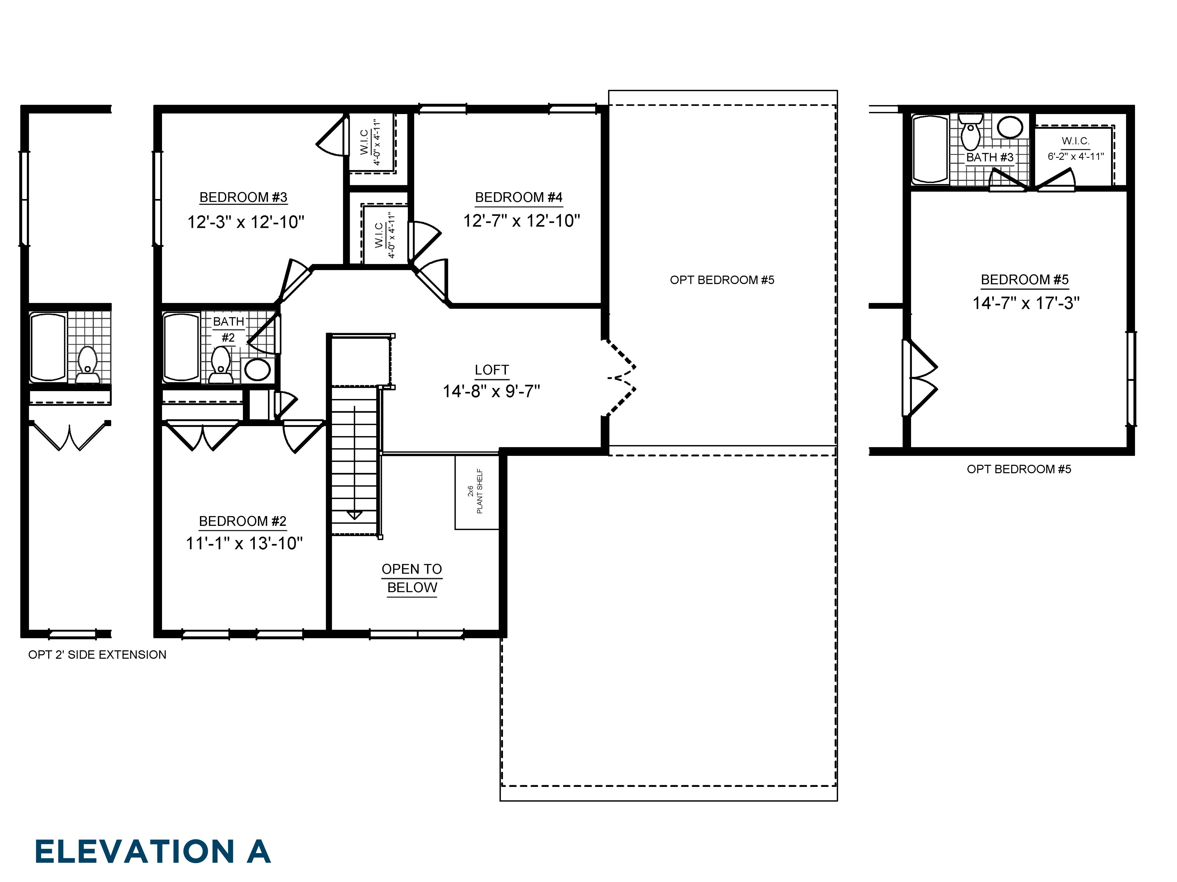 Floorplan drawing of the Bayberry C - 2nd floor - single family home