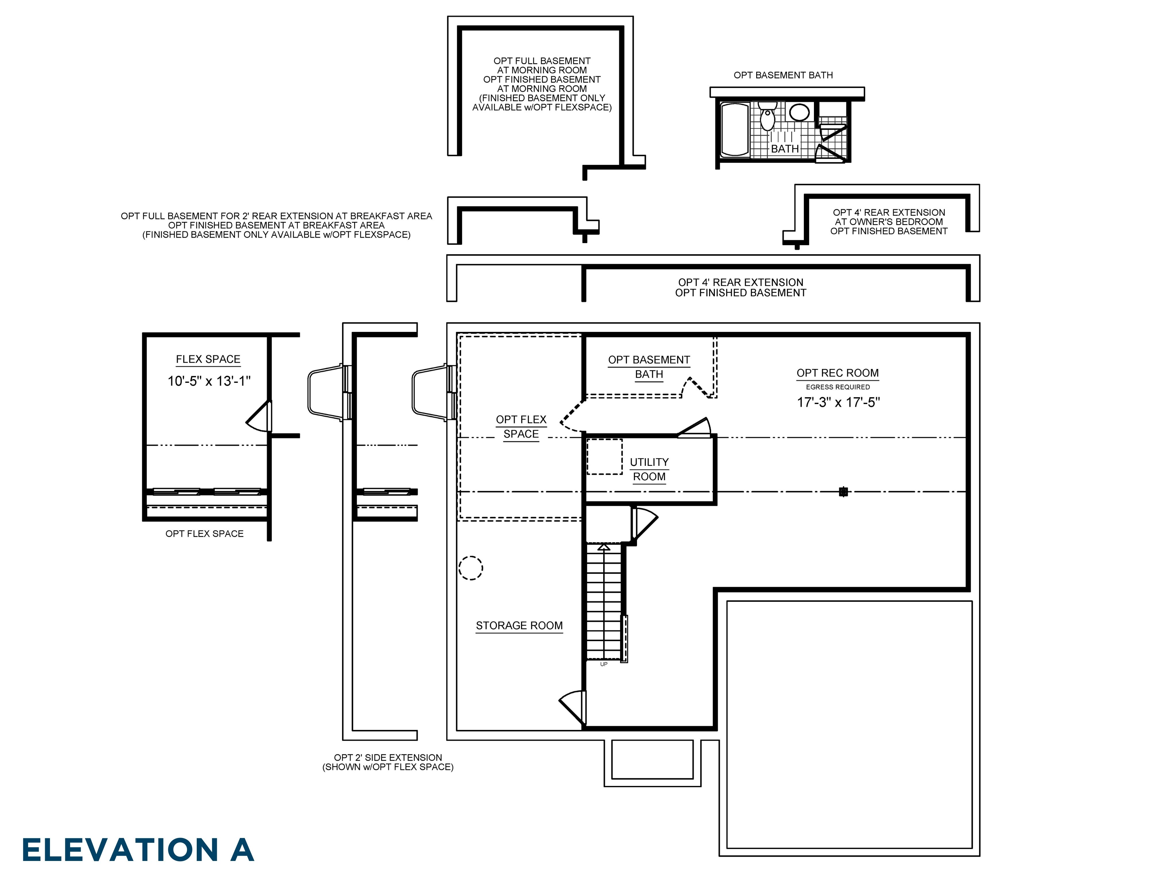 Floorplan drawing of the Bayberry C - Basement Level - single family home
