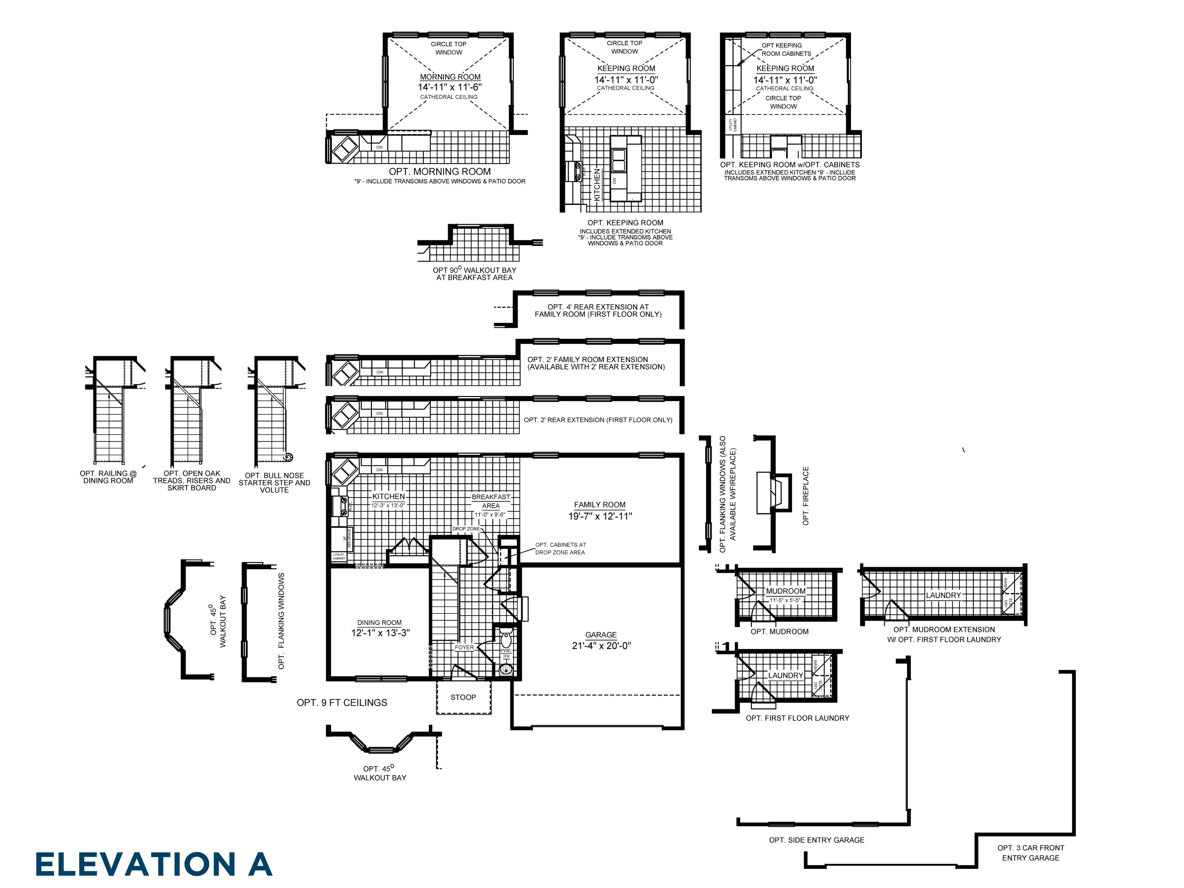 Floorplan drawing - Dartmouth single family home - main level living area with dining room, kitchen, family room, and two car garage
