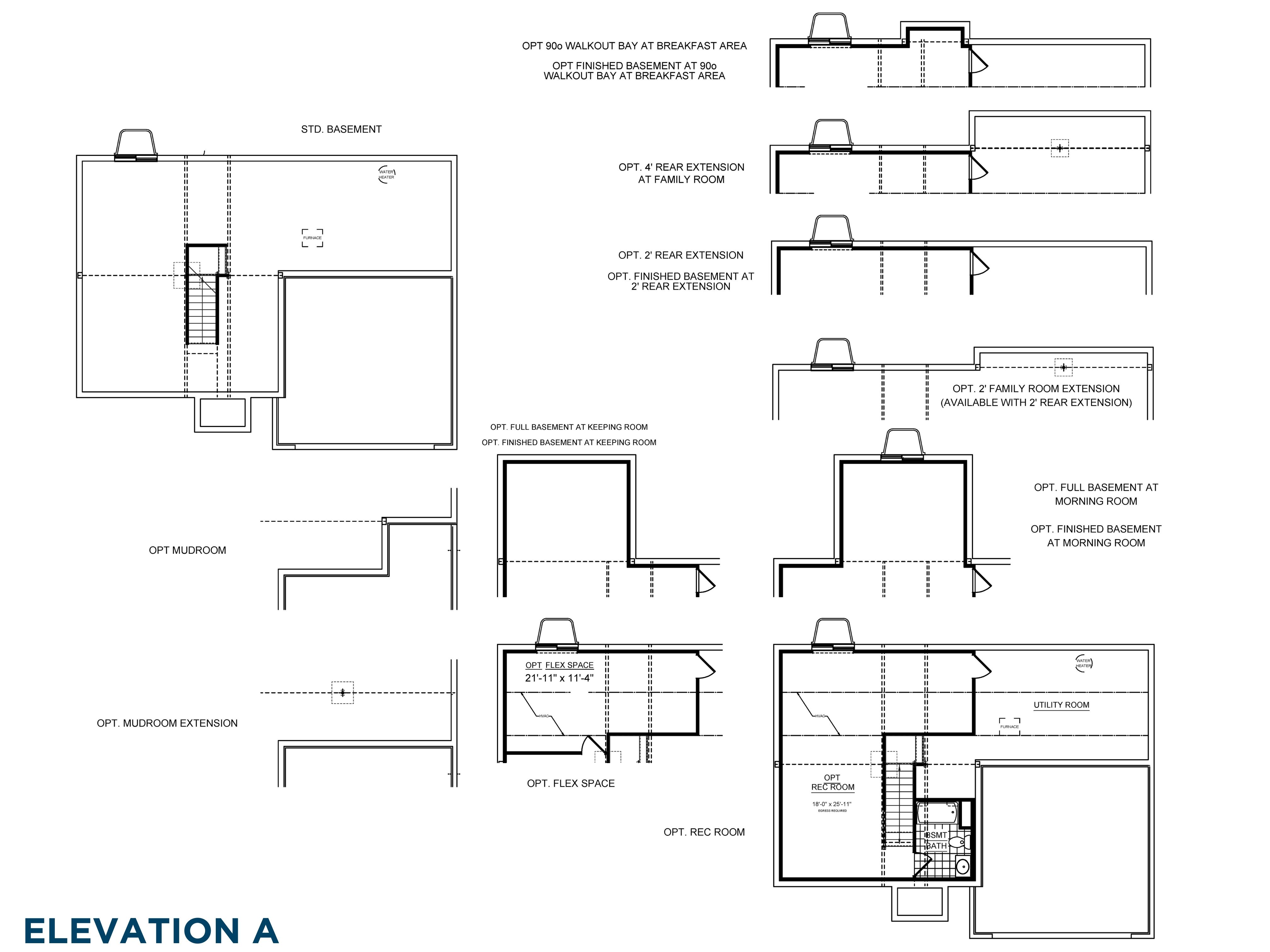 Floorplan drawing - Dartmouth single family home - basement level with optional recreation room