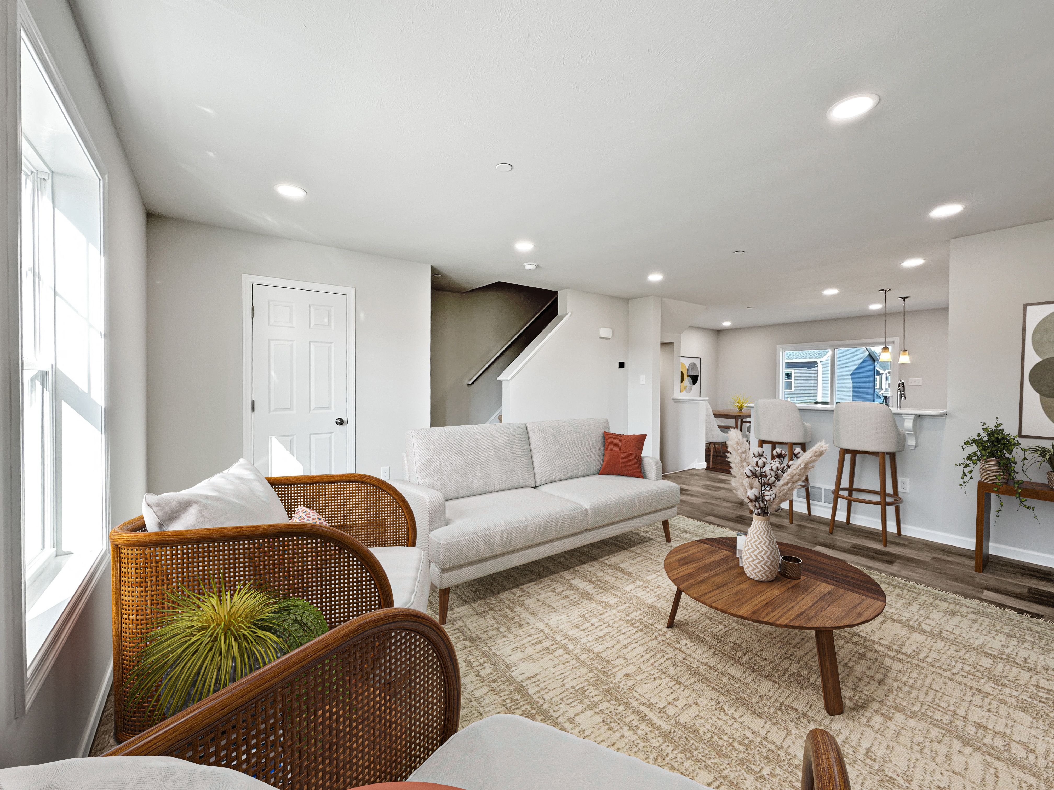 Airy family room with natural light and minimalist style.