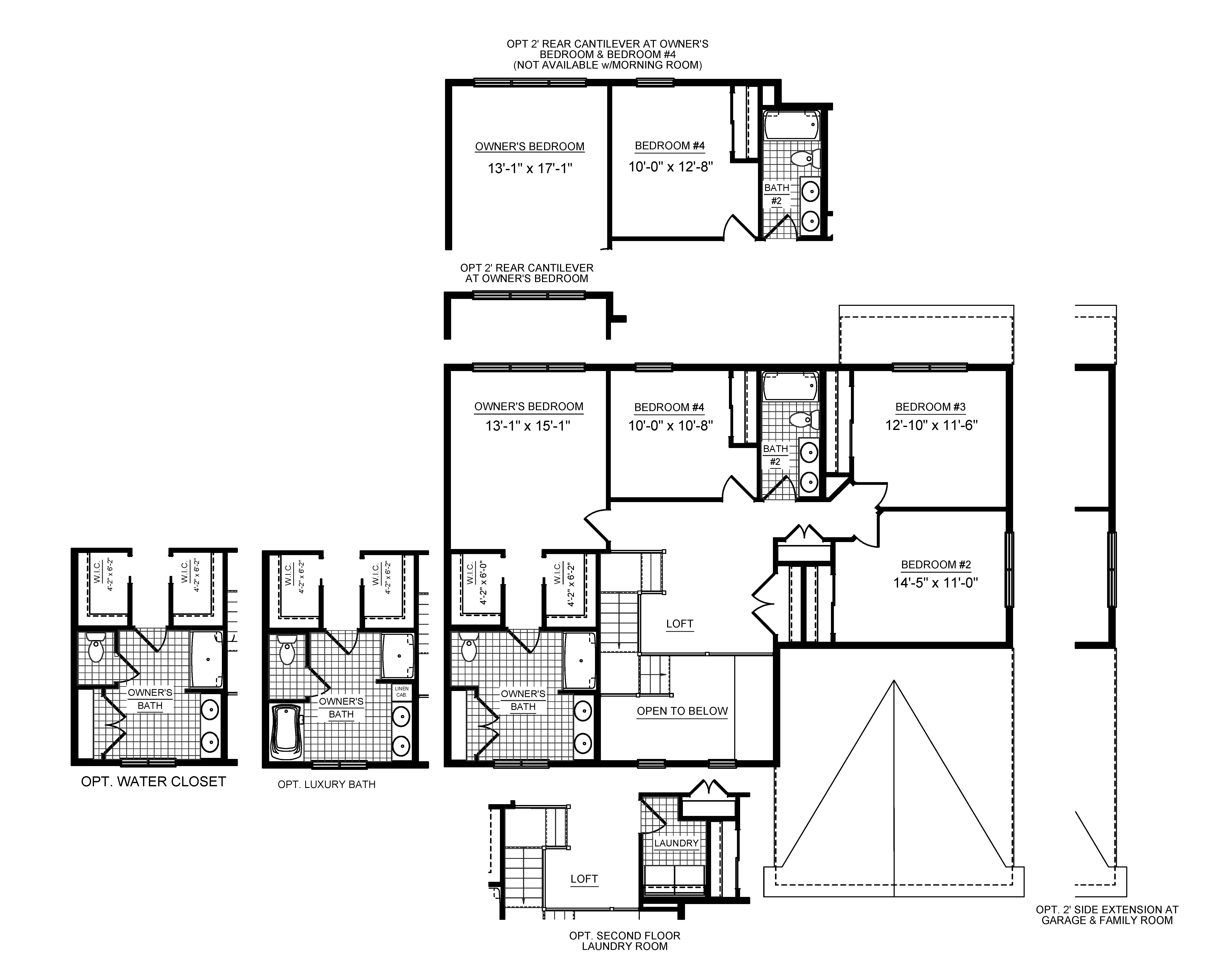 Floorplan drawing - Wyndham single family home - second floor with four bedrooms, loft, and two full baths